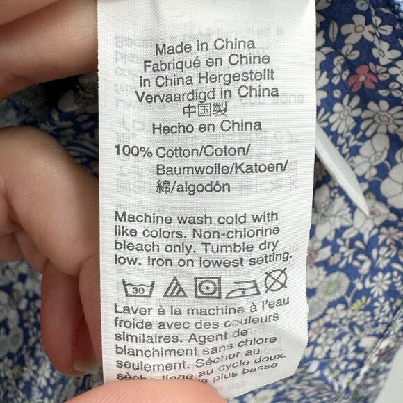 J. Crew Liberty Fabric Cotton Poplin Button Down Shirt Sz 14 Blue Indigo Floral - Picture 6 of 11